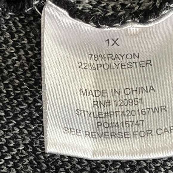 Pink Rose Womens Dress Size 1X Knit Black Grey Sleeveless Shift Y2K 80's Work - Picture 6 of 10